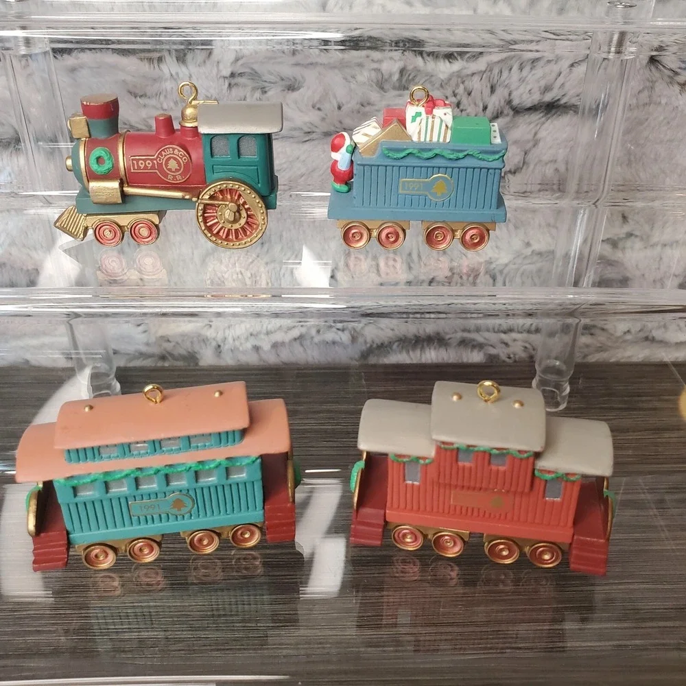 HALLMARK 1991 Claus & Co. COMPANY Railroad RR Train CARS Caboose‎ COMPLETE Set 4